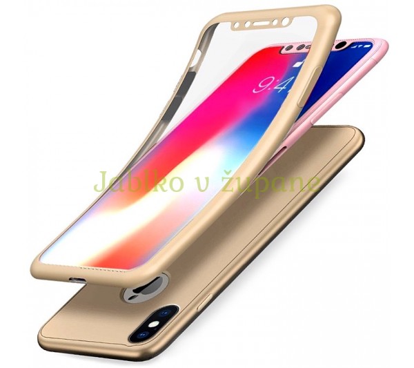 360° kryt Mate silikónový iPhone X, XS - zlatý